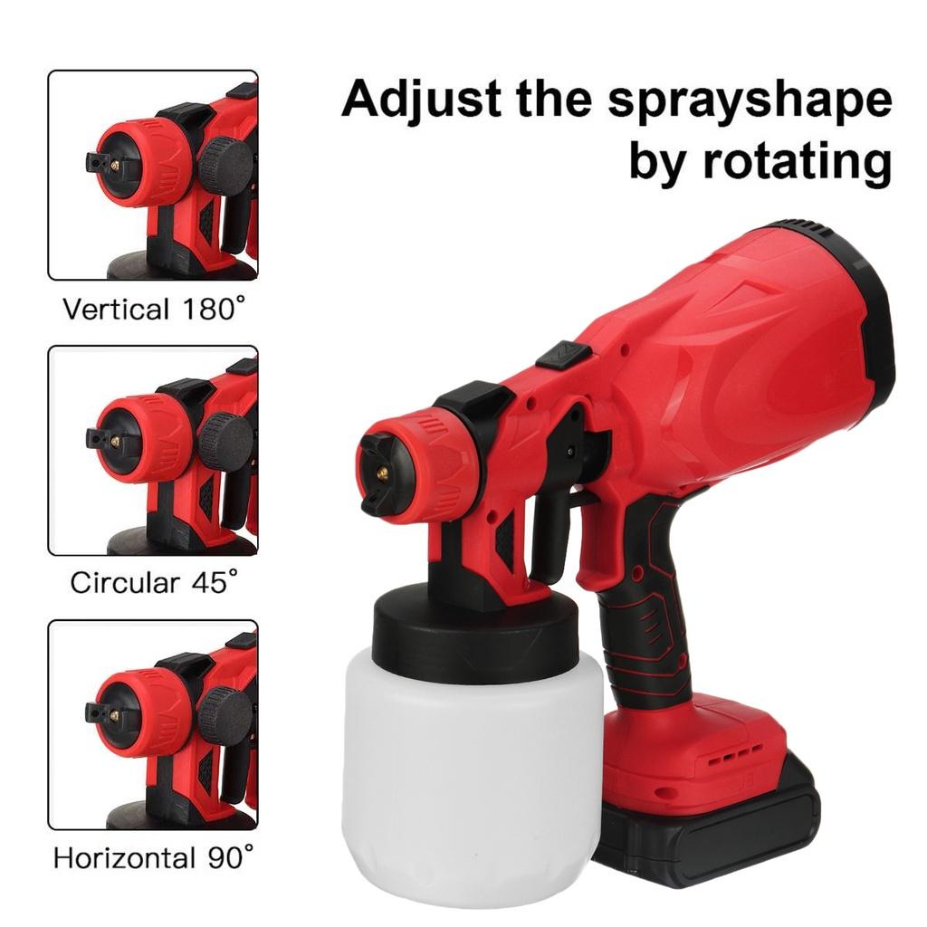 1000W 800ML Cordless Electric Spray Gun High Power Household Paint Sprayer With 3 Nozzle Flow Control Airbrush