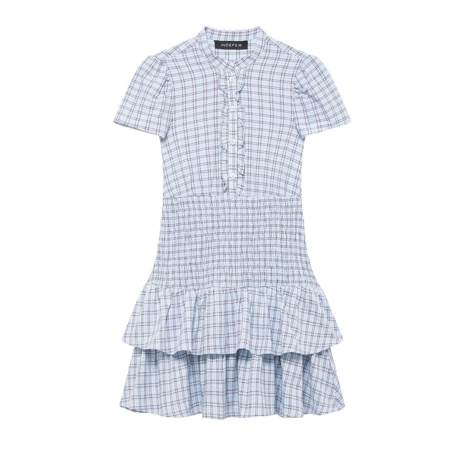 

ZR 2026 European & American Style Plaid Layered Short Dress Large
