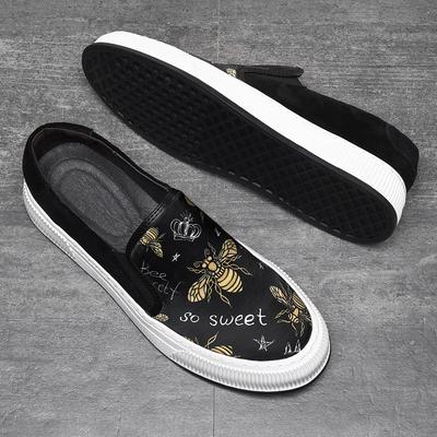 Luxusní Designérské Novinka Pánské Černé Boty s Graffiti Vzorem Pánské Nazouvací Mokasíny Tenisky na Chůzi Zapatos Hombre