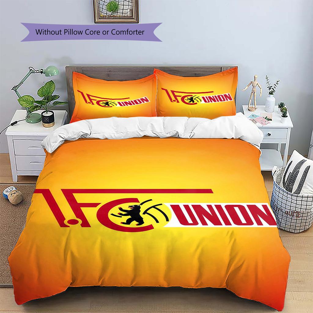 1. FC Union Berlin Pattern Bedding Set Quilt Cover Pillowcase Home Decor Gift (1 * Duvet Cover + 2 * Pillowcase, Without Core)
