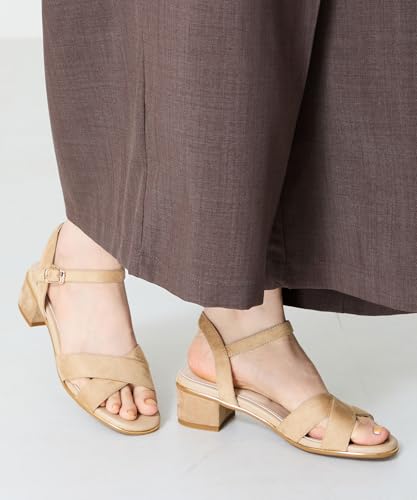 Cross Strap Metallic Line Sandals/Women's 55201 BEIGE-M