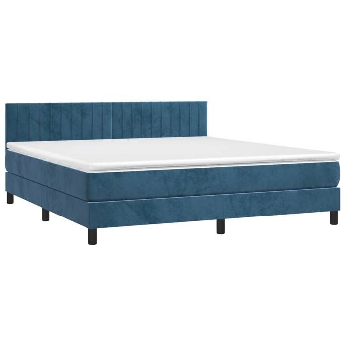 3141435 vidaXL Divan Bed and Mattress Dark Blue 160x200cm Velvet