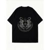 Vit Oversized T-shirt Med Tigerbroderi Och Text För Vardagsbruk