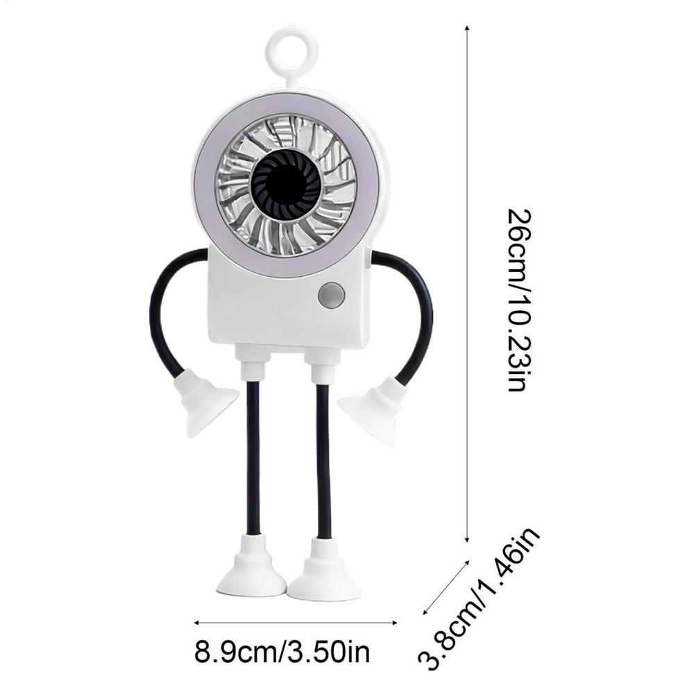 Desktop Fan Robot Shape Portable Rechargeable Personal Cooler With LED Light Portable Fan With Suction Cups For Home Kitchen