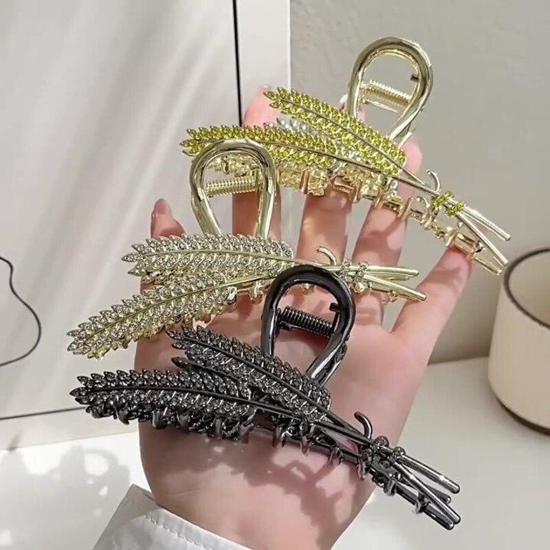 Exquisite Rhinestone Wheat Claw Clip Metal Geometric Shark Crab Hair Clip Hairpins Barrettes For Women Fashion Hair Accessories Headwear