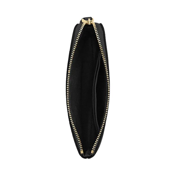 Coach Corner Zip 16 Metal Logo Zip Closure Faux Leather Wristlet Women Wristlet Black CV396-IMBLK