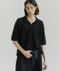 NOIRER Scalloped Boucle Polo Knit (Black)