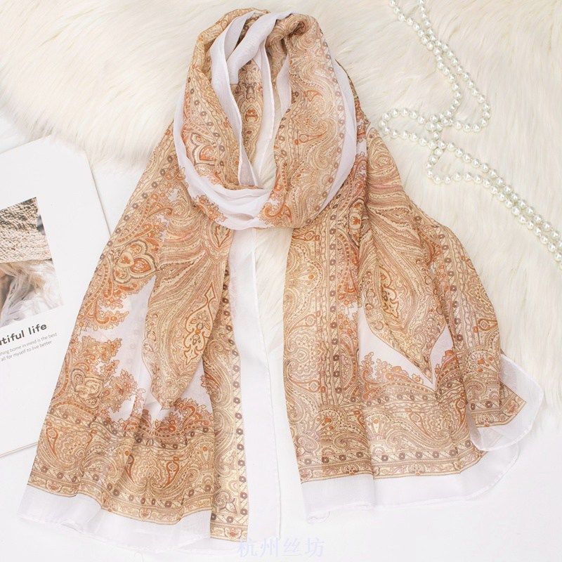Women's Decorative Ethnic Style Retro Scarves Printed Scarves Thin Scarves Long Scarves Chiffon Scarves
