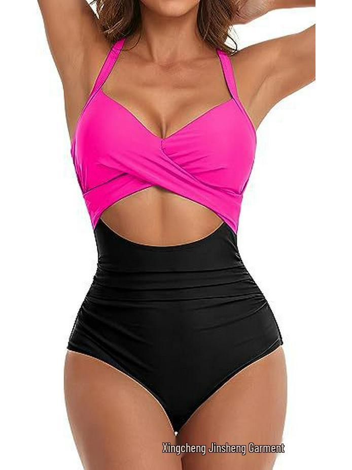 

Европейский и американский сексуальный женский слитный купальник с открытой спиной и перекрещивающимися бретелями L