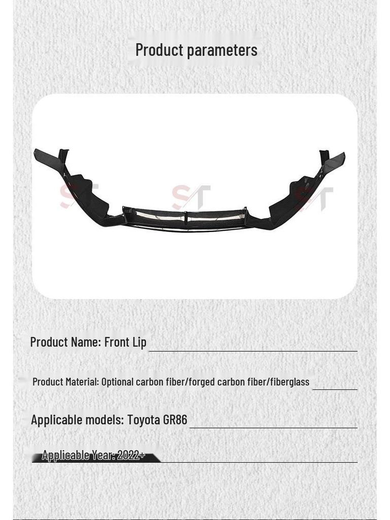 Toyota GR86 Carbon Fiber Front Lip Splitter Chin Kit for Exterior Modification