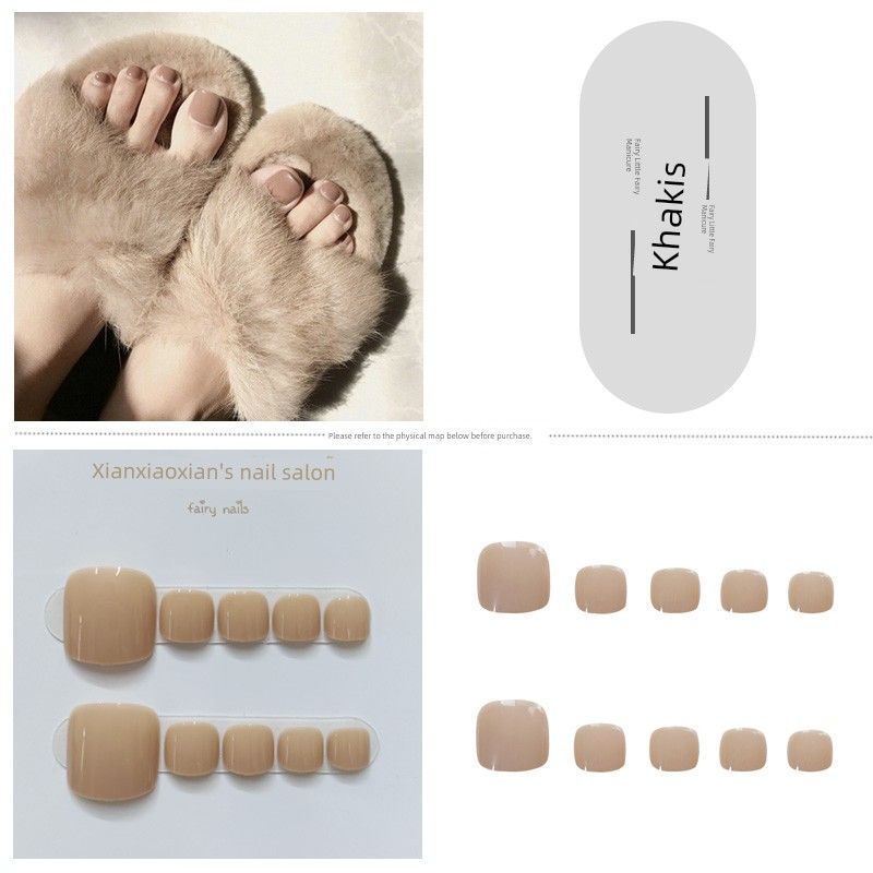

Red Toe Fake Nail Tip Easiest for Match White Wearing Armor Fashion Wind Sexy Finished Product Minimalist Pure Color Nail Stickers 33-Khakis