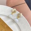 Temperament High Sense White Opal Fashion Atmospheric Earrings Prism Diamond Light Luxury Elegant Small Fragrant Wind Earrings