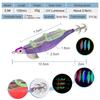 5pcs Fishing Luminous Shrimp Lure Hard Artificial Lure Wood Shrimp Bait with Squid Hooks