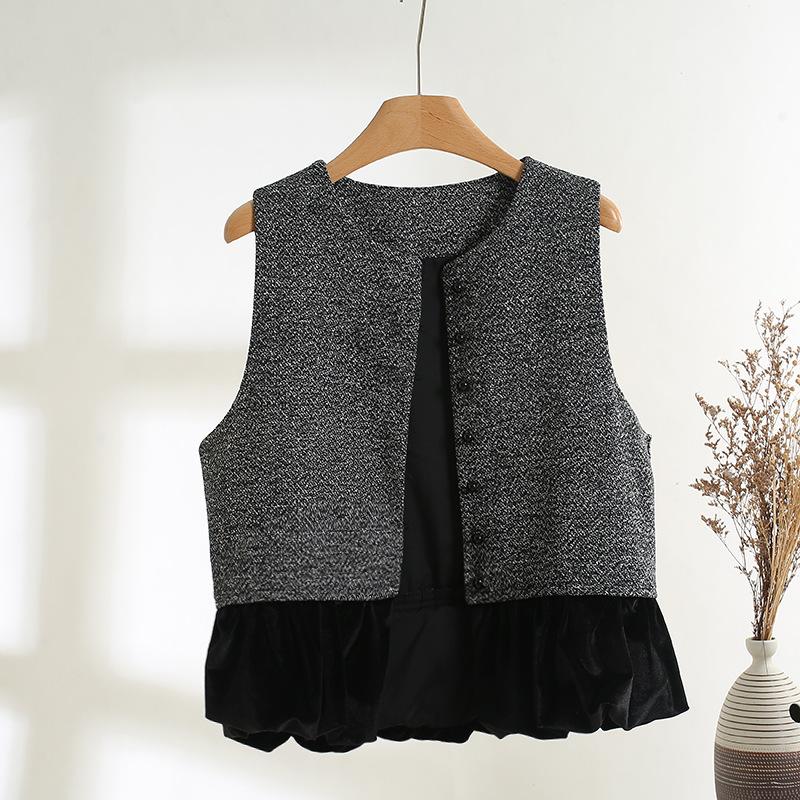 High waist and thin sparkling sequined sleeveless vest for women 2025 early spring French temperament contrasting top vest