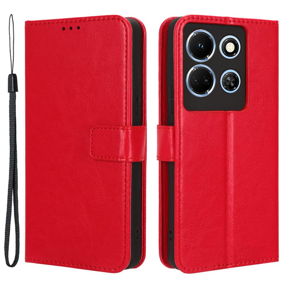 

For Infinix Note 30 5G X6711 Crazy Horse Texture Phone Case PU Leather Flip Stand Wallet Cover Red