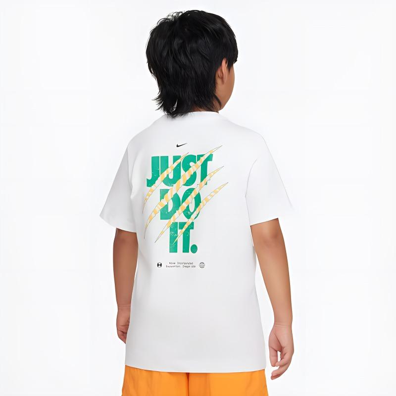 Nike Logo Print Short Sleeve T-Shirt Kids tops White FD0845-100