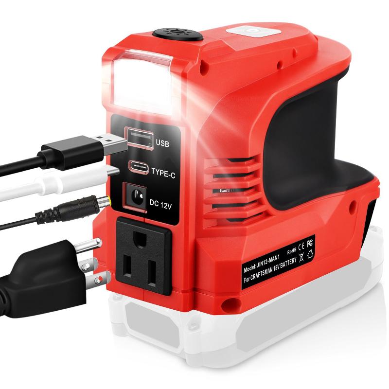 180W Power Inverter Dc 18V/21V To Ac 220V Usb Type-C Dc Adapter For Multi-Brand 18V-21V Lithium Batteries Tools