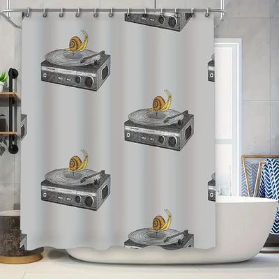Vintage Turntable Shower Curtain Retro Record Player Music Lover Decor Bathroom Set Waterproof Home Decor