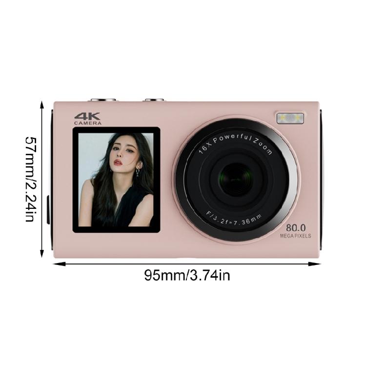 Teens Digital Camera 4K Double Screens 80MP Auto Focuses Multiple Filters Long Battery Compact Travel Design