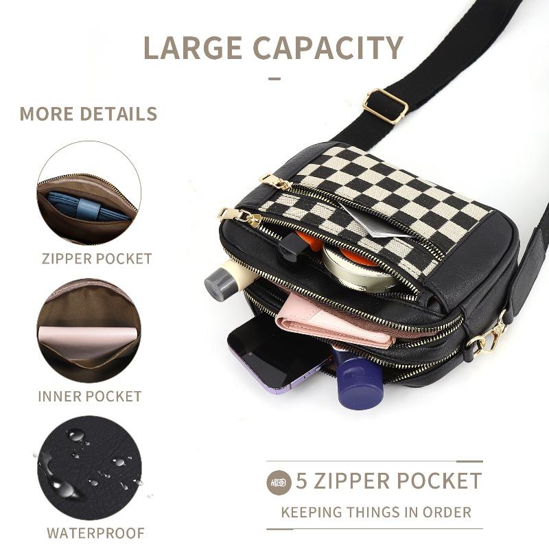 Hot-selling color matching checkerboard plaid messenger bag square bag shoulder bag wallet adjustment shoulder strap
