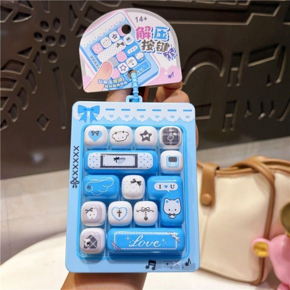 Pressable Keys Fingertip Button Keyring Cute Keyboard Clicker Keychain  Office Use