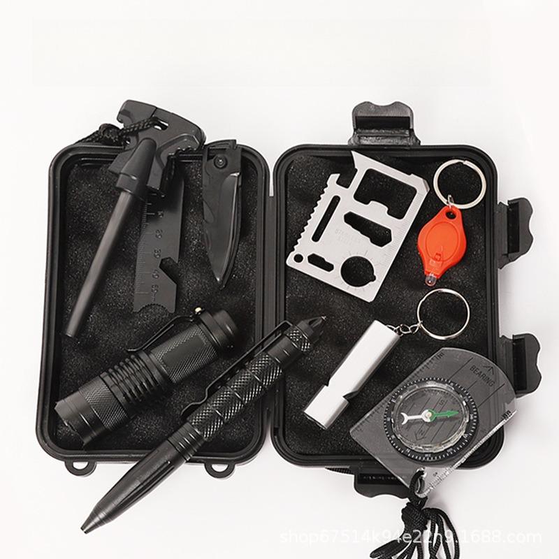10 stk Utendørs Overlevelsesverktøysett Multifunksjonelt Villmark Førstehjelpssett SOS Nødforsyninger