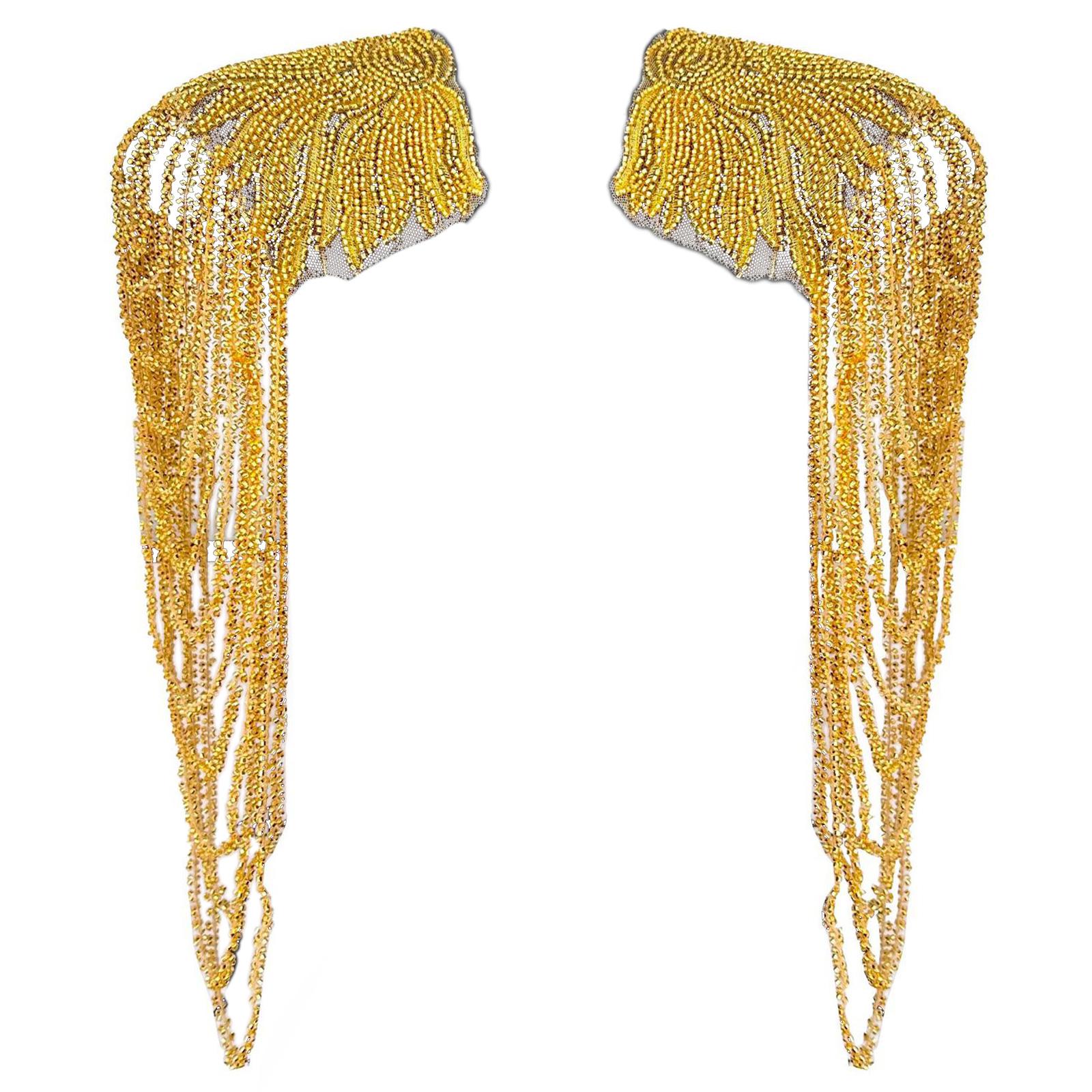 

Наплечные эполеты Сценический костюм Эполет с бахромой и пайетками Наплечные погоны Сценические выступления Аксессуары для костюма-эполета золотой