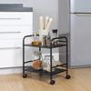 Sunny Point Steel Storage Cart, Under-Desk Storage, Side Storage, Casters with Locking Casters, Kitchen Rack (2 Tiers, Black)
