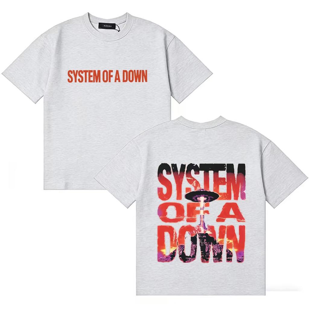 2026 Hot Sale Unisex Oversized Crew Neck TShirt 90s Streetwear Top with System of A Down Graphic Print Unisex And Unisex Tshirt