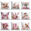 New Retro Pink Spring Farmhouse Pillowcase Home Living Room Sofa Cushion Pillowcase