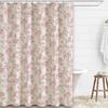 Blue Floral Cotton Shower Curtain Rustic Pastoral Waterproof Plastic Bathroom Liner With Fresh Flower Pattern