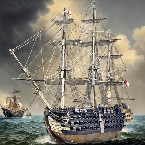 Piececool 3D Puzzle, Metal, Victory, Royal Navy's 104-Gun First-Class Ship of the Line, 3D Puzzle, Assembly Required, No Glue Required, 4-Star Difficu