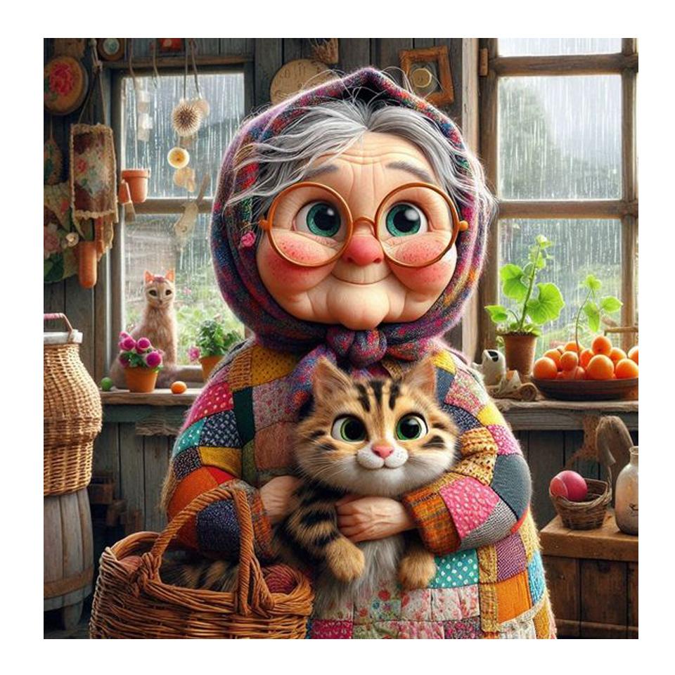 

Счастливая пожилая леди и домашняя собака 5D DIY Алмазная живопись Смешная бабушка кошка Новые 2025 Наборы для вышивания крестиком Мозаика Алмазная вышивка Искусство Round 20x20cm