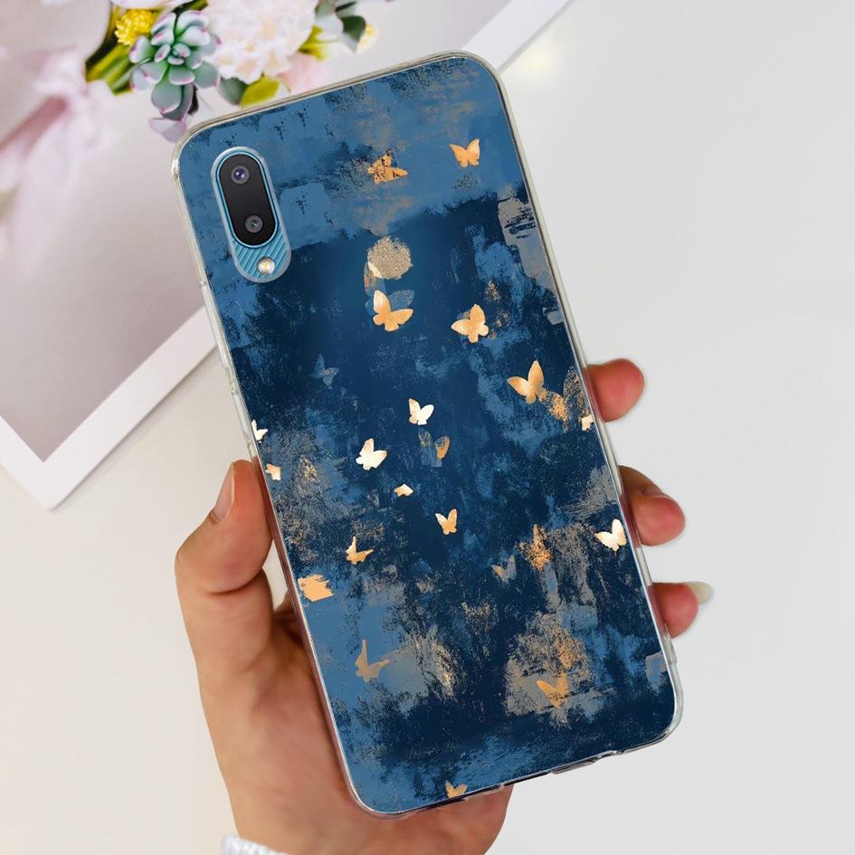For Samsung Galaxy A02 Case M02 Phone Cover Fashion Flower Clear Silicone Soft Funda on Samsung A02 GalaxyA02 SM-A022F Protector