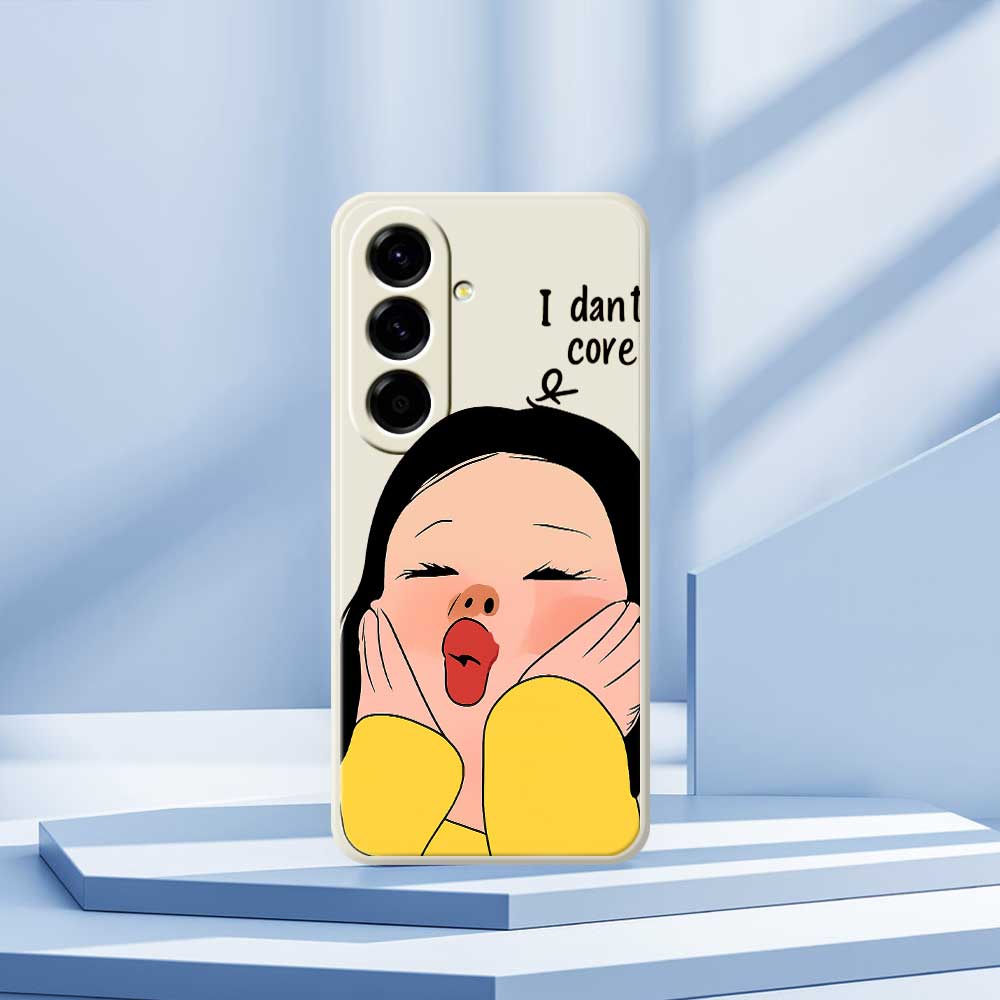 For Samsung Galaxy A56 5G Case Girl Holding Face Pattern Printing Straight Edge TPU Phone Back Cover