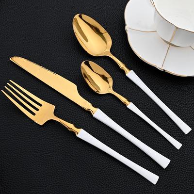 16Pcs Dinnerware Sets Stainless Steel Gold Cutlery Set Kitchen Mirror Western Tableware Set Knife Fork Spoon Dinner Set