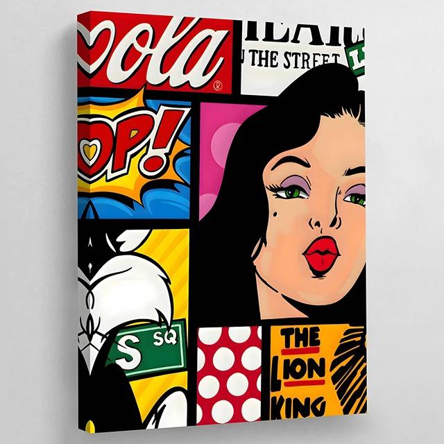 Colorful Pop Art Canvas Comic Woman Poster And Prints Modern Girls Canvas Painting Pictures Mural Wall Art Home Decor Unframed