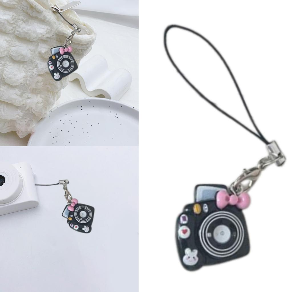 Cute Cartoon Mini Macaron Camera Charm Keychain Pendant Lightweight Phone Chain Resin Accessory For Bags Keys