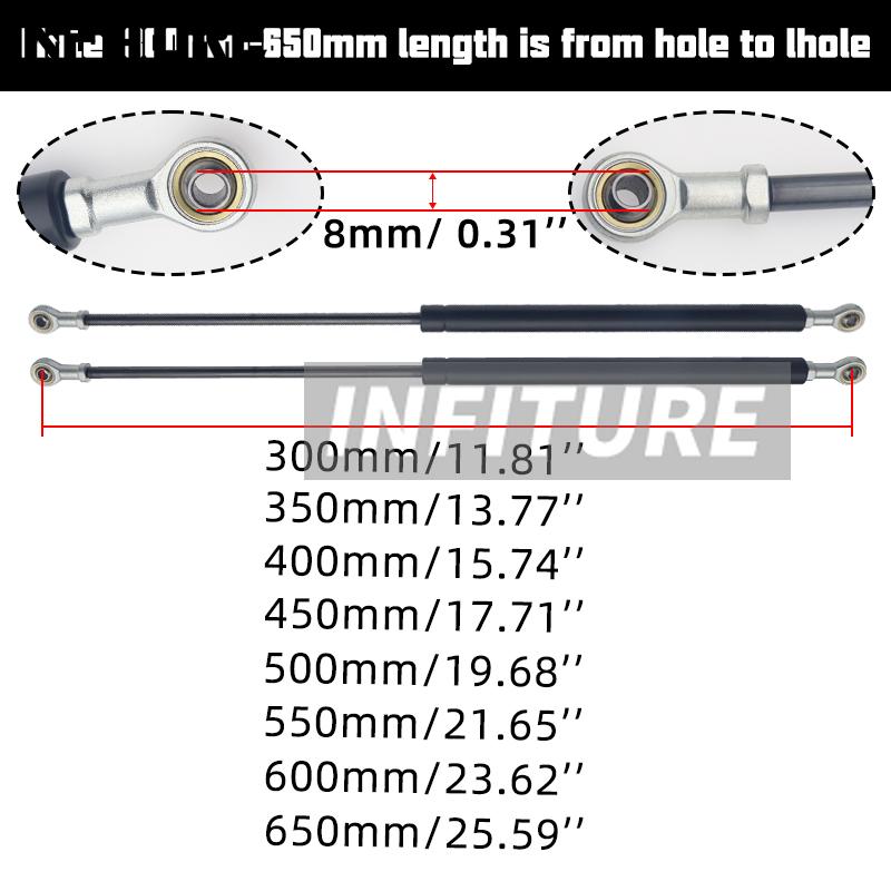 2pcs 300/350/400/450/500/550/600mm 1100N Car Gas Struts Spring Shocks Lift Supports RV Windows Storage Damper Camper Back Window
