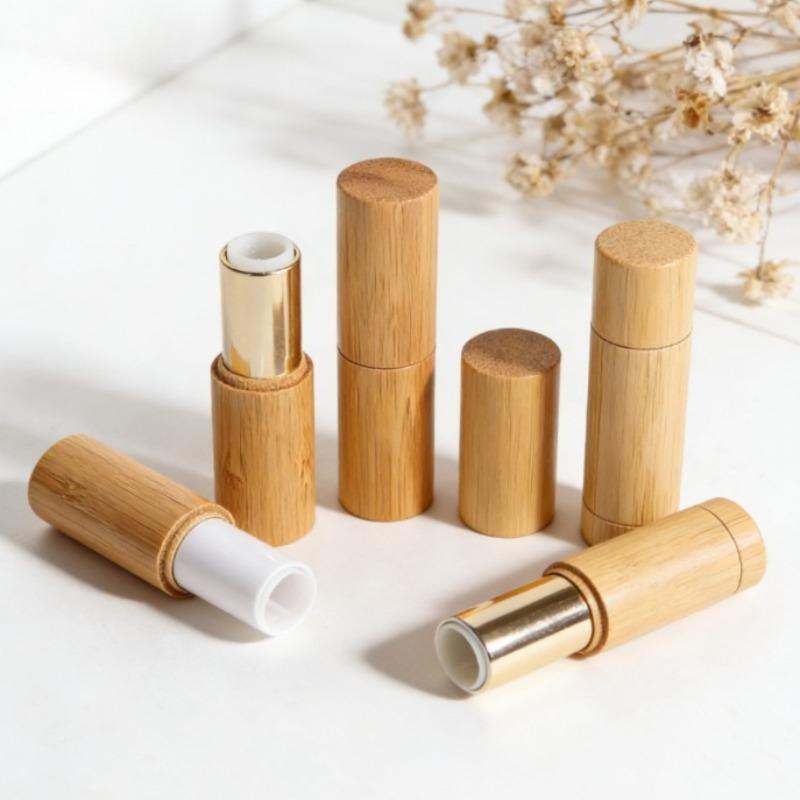 5gBamboo Lipstick Tube Lip Gross Containe DIY Refillable Bottle Eco-friendly Biodegradable Lipstick Bottler Empty Tube Container