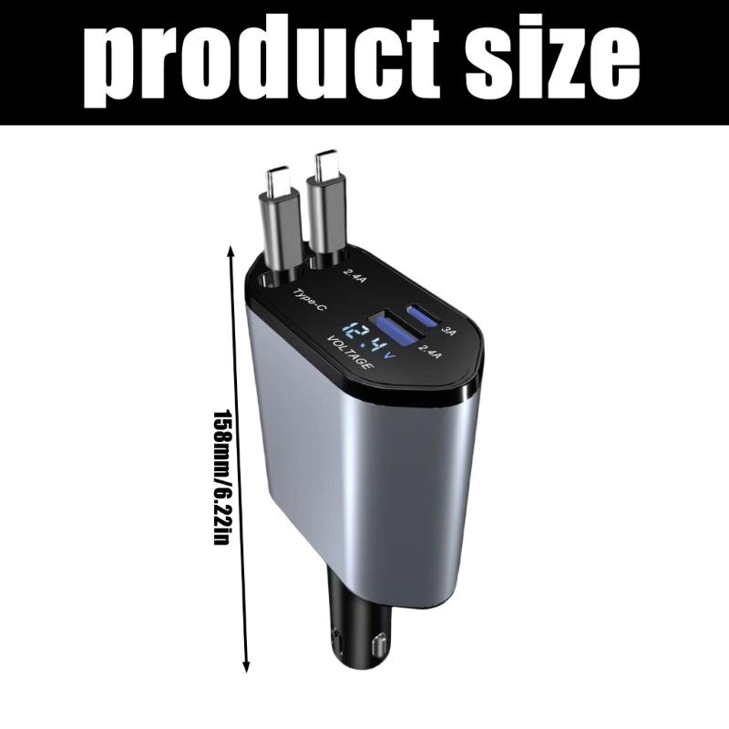 Efficient 120W Aluminum Car Chargers with Double  Type C Ports Heat Dissipation Chargers Emergency Charging Solution for Car