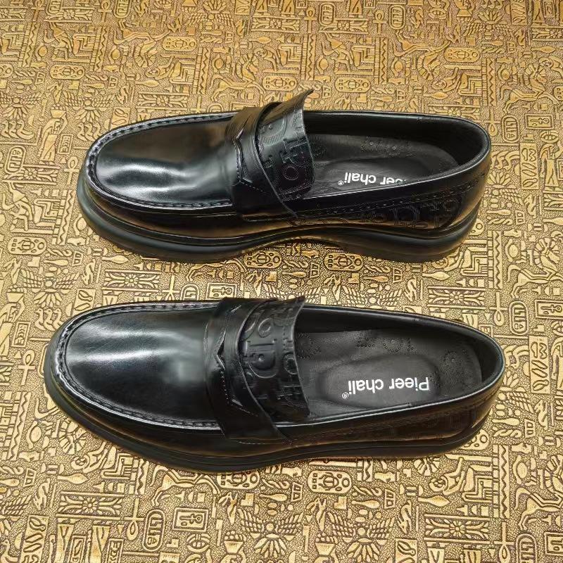 High-end first-layer cowhide loafers, men's British style leather shoes, genuine leather glossy business dress, foot-fitting Doudou shoes