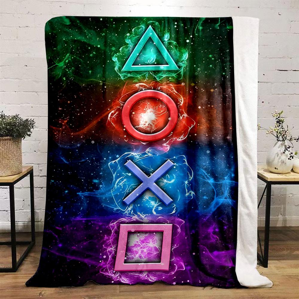 Playstation Tasten Galaxie Decke Schlafzimmer Decke für Wohnzimmer Sofa Mittagspause Weiche Gemütliche Decke für Freundes Festival Geschenk