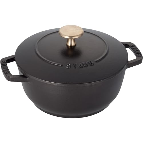 

Staub Wanabe Black S 16cm Double-Handled Cast Iron Enamel Pot, 1-Cup Rice Cooker, Induction Compatible [Official Japanese Product] Wa-NABE 40501-000