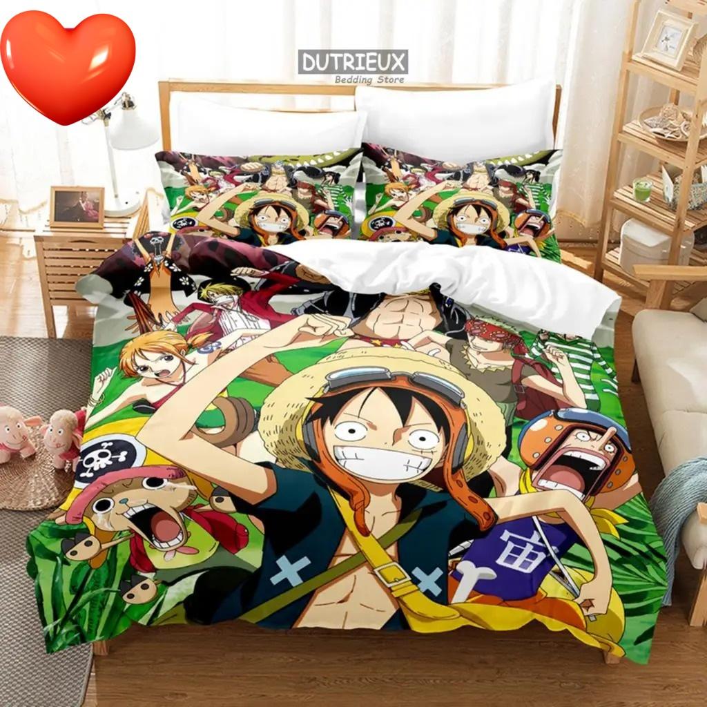 Anime One Piece Duvet Cover Set Comfortable and Warm Bedding Set for Decorating Your Bedroom and Enhancing Home Life Teens Gifts