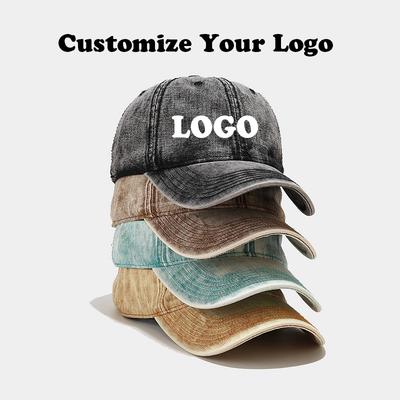Custom Embroidered Baseball Caps For Men Woman Hat Snapback Hats Adjustable Size Retro Unisex Vintage Washed Cotton Soft Top Cap