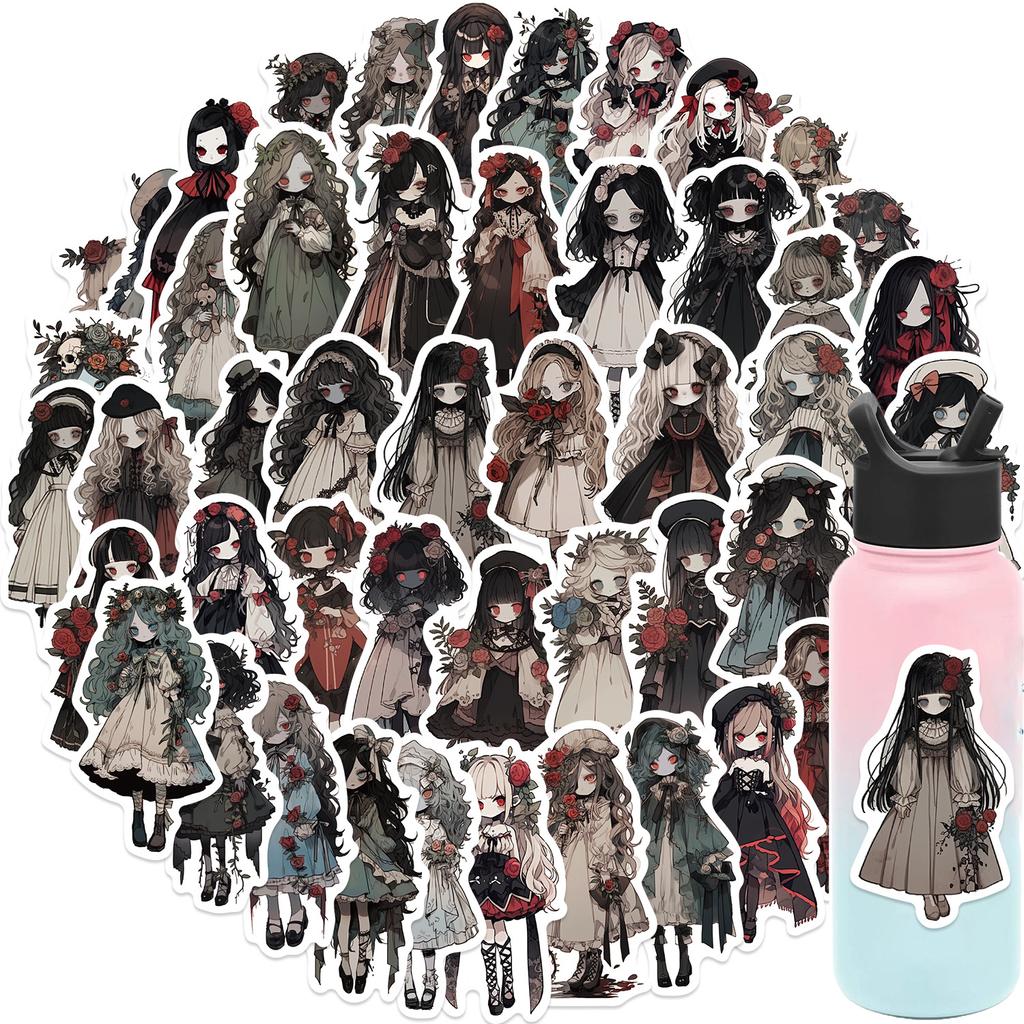 50 Cartoon Vampire Girl Doodle Stickers Decorate Guitar Notebook Suitcase DIY Waterproof Stickers