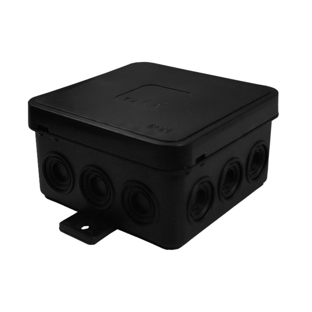 Puszka Natynkowa 12-Wlotowa 75X75X41 Mm Ip54 Czarna Hermetyczna