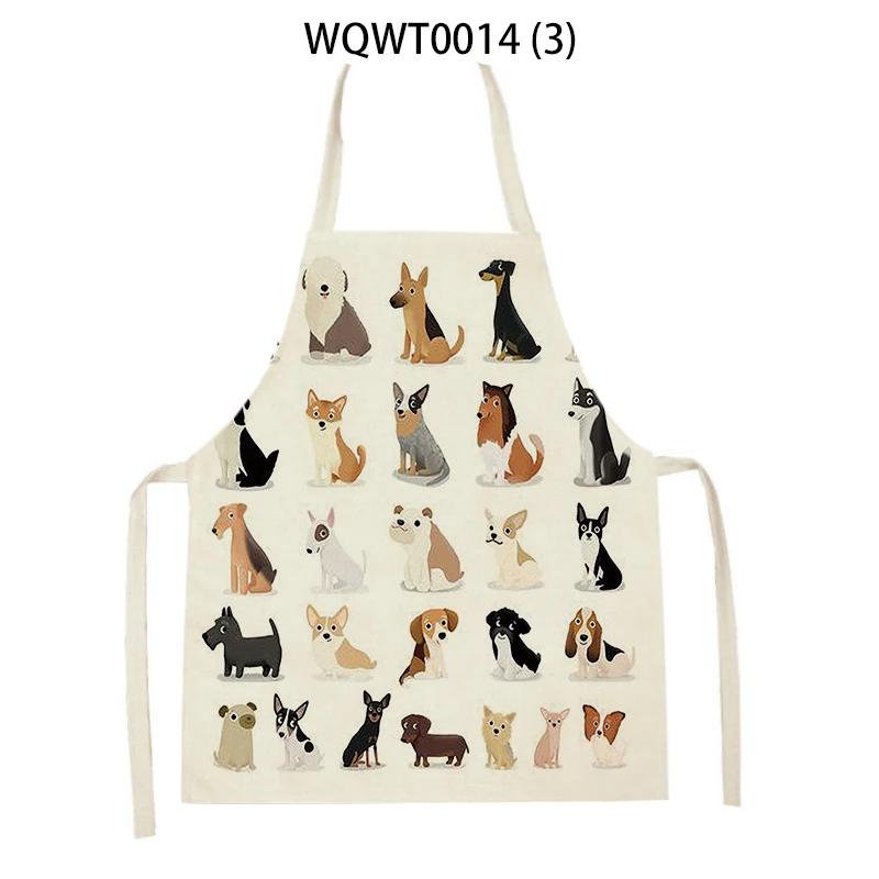 

Animal Cartoon Dogs Printed Kitchen Aprons for Women Men Household Cleaning Pinafore Baking Accessories Linen Cooking Aprons 47x38cm