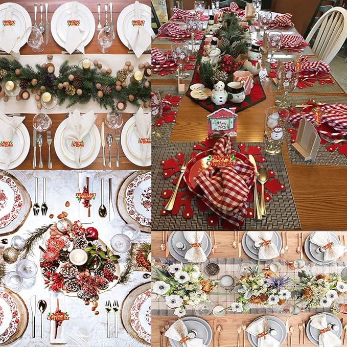 1-40PCS Christmas Restaurant Table Decor Durable Metal Holiday Accessories with Merry Christmas Design for Home Christmas Decor